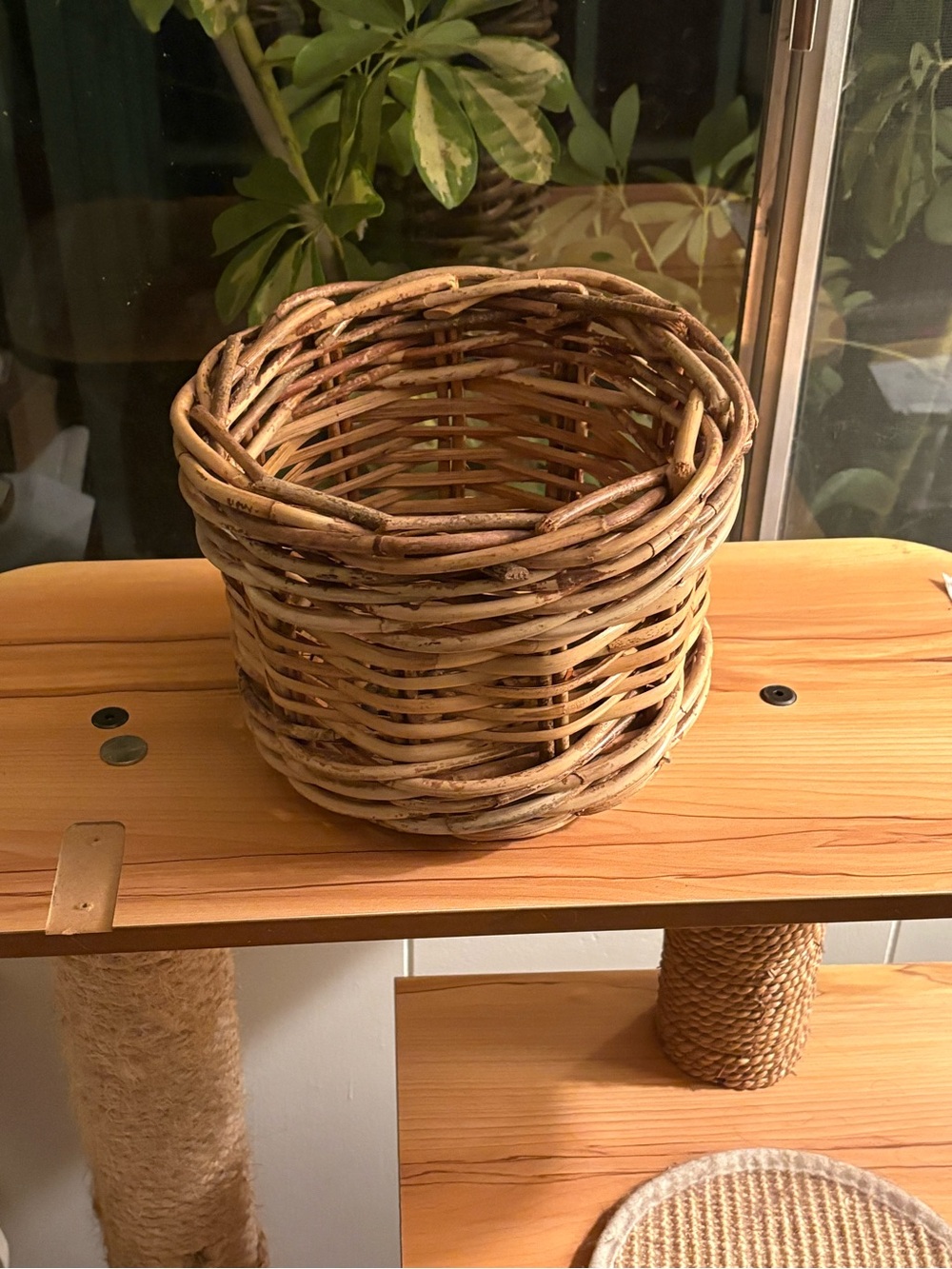 Woven Natural Rattan Basket - Natural Brown